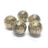 14MM Fancy Ant. Ham. Gold Bead (24 pieces)