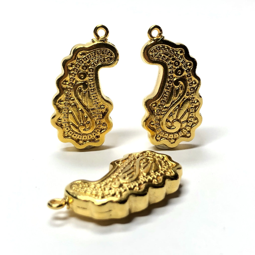 24X14MM Ham.Gold Paisley Drop (12 pieces)