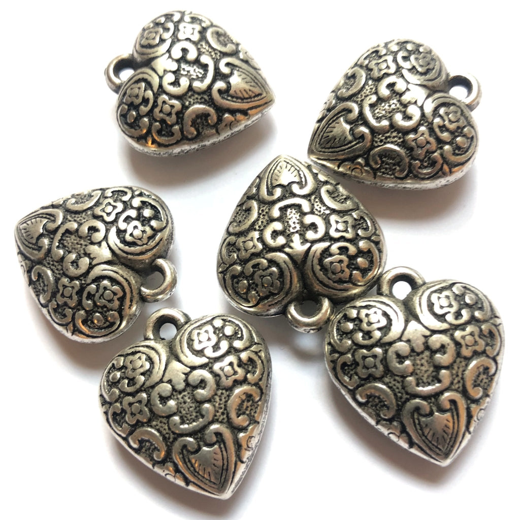 18MM Antique Silver Heart Drop (12 pieces)