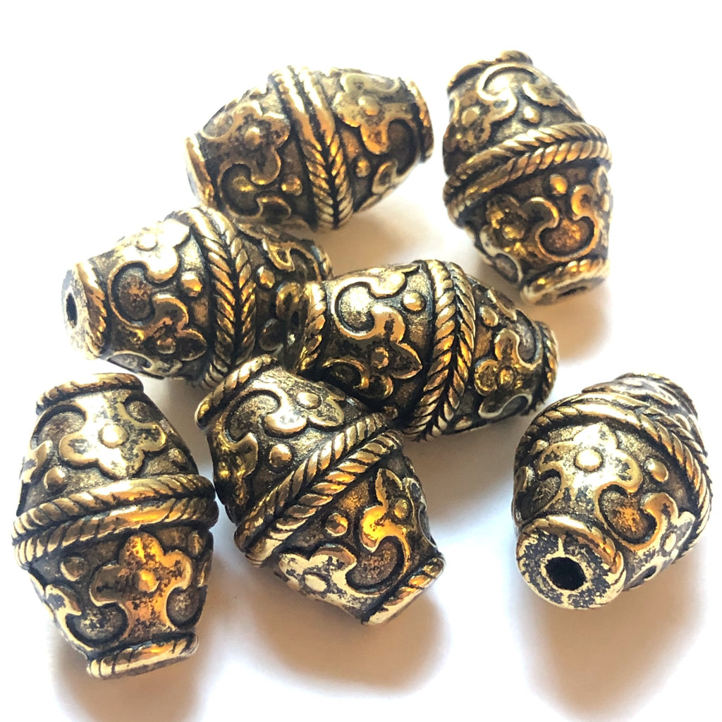 22X15MM Antique Ham.Gold Pyramid Bead (12 pieces)