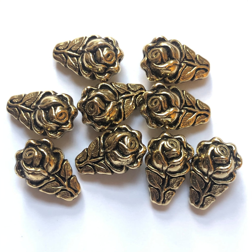 14X9MM Antique Ham.Gold Rose Pear Bead (72 pieces)