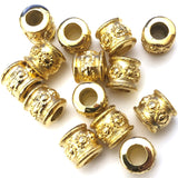 9MM Ham.Gold Large 4.6MM Hole Barrel Bead (72 pieces)