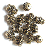 13X10MM Antique Ham.Gold Fancy Barrel Bead (72 pieces)