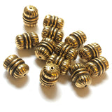 12X9MM Antique Ham.Gold Fluted Bead (72 pieces)