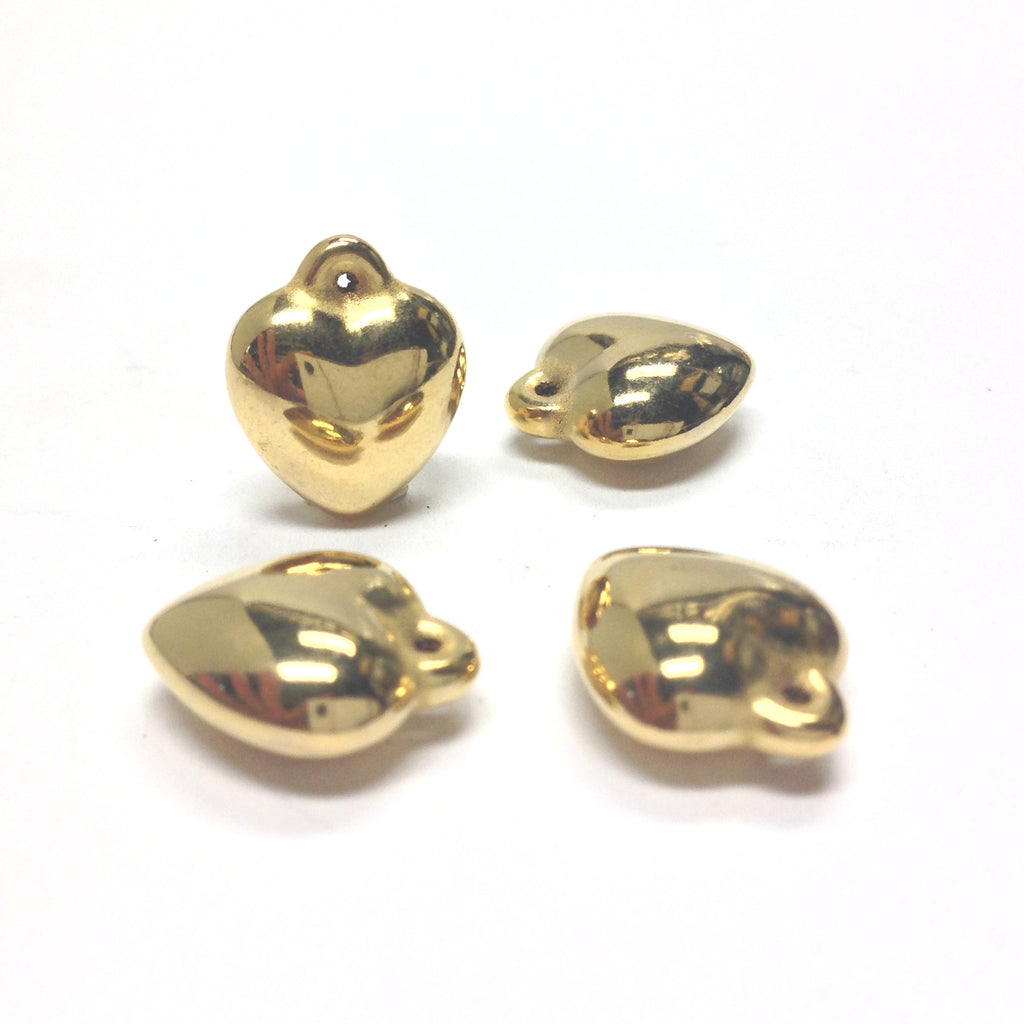 11MM Ham.Gold Puff Heart Drop w/Loop (72 pieces)