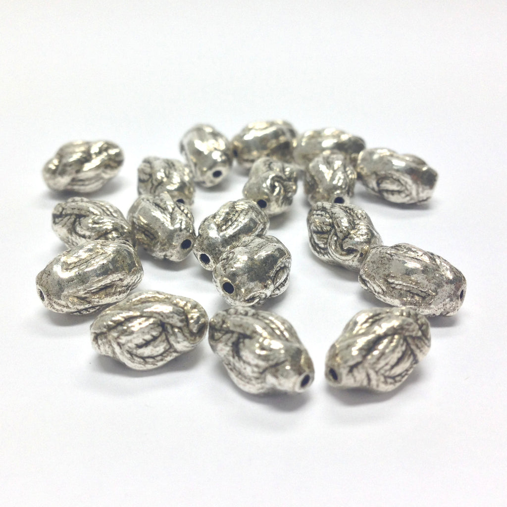 11X7MM Antique Silver Oval Rope Bead (72 pieces)