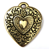 44MM Ant.Ham.Gold Heart Drop (6 pieces)