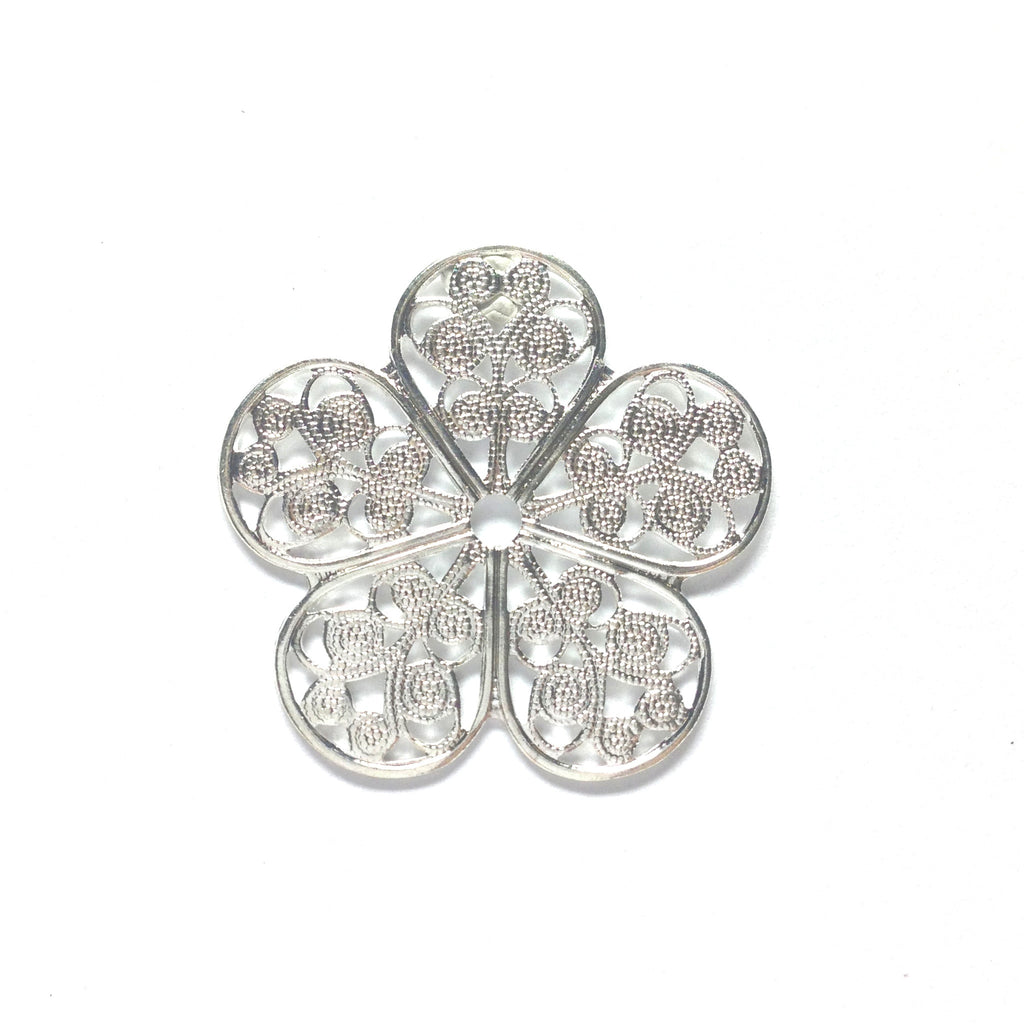 Filigree 52MM Flower Silver (1 piece)