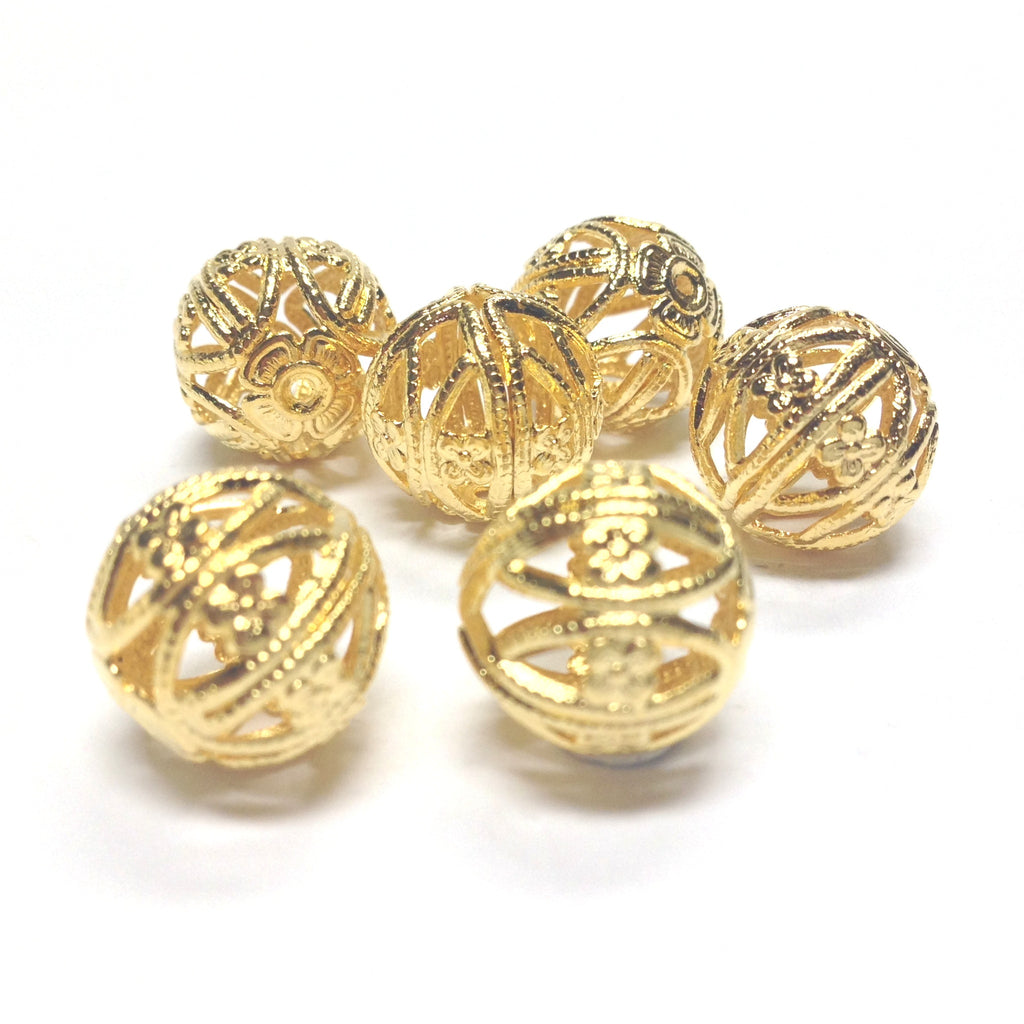 Filigree Round 24MM Bead Hamilton Gold (6 pieces)