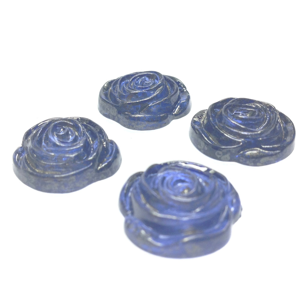 17MM Blue "Gold Lace" Rose Cab (24 pieces)