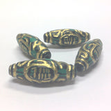 30X11MM Green "Trichrome" Tube Beads (12 pieces)