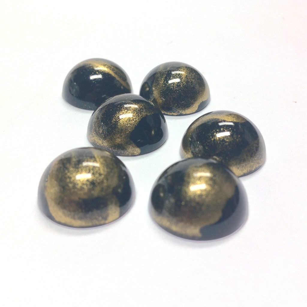 14MM Black/Gold "Striate" Cab (24 pieces)