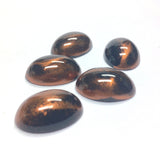 14X10MM Black/Copper "Striate" Cab (24 pieces)