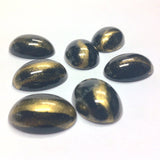 18X13MM Black/Gold "Striate" Cab (12 pieces)