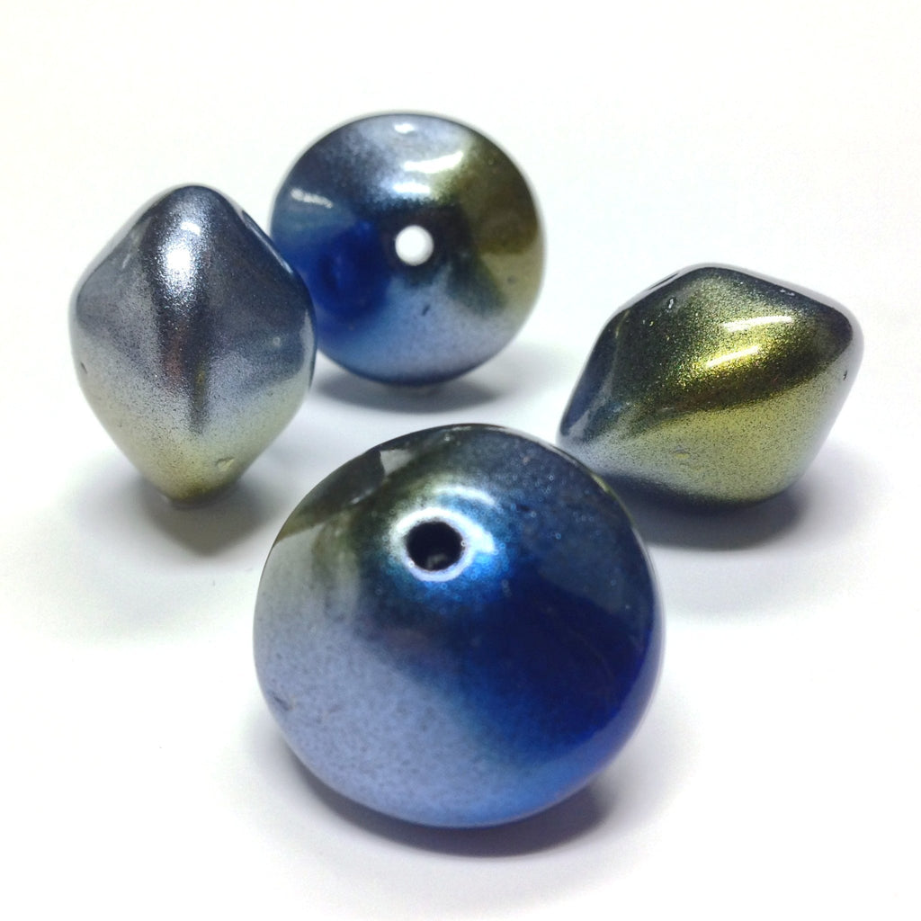 20MM Blue "Iridize" Pyramid Bead (12 pieces)