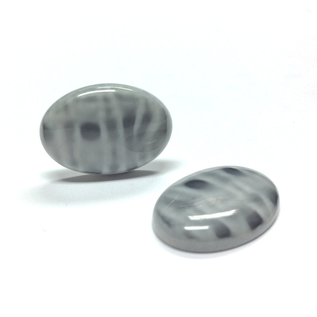 25X18MM Grey "Plaid" Oval Cab (12 pieces)