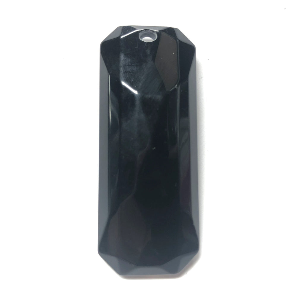 25X63MM Black Faceted Rectangle Drop (1 piece)