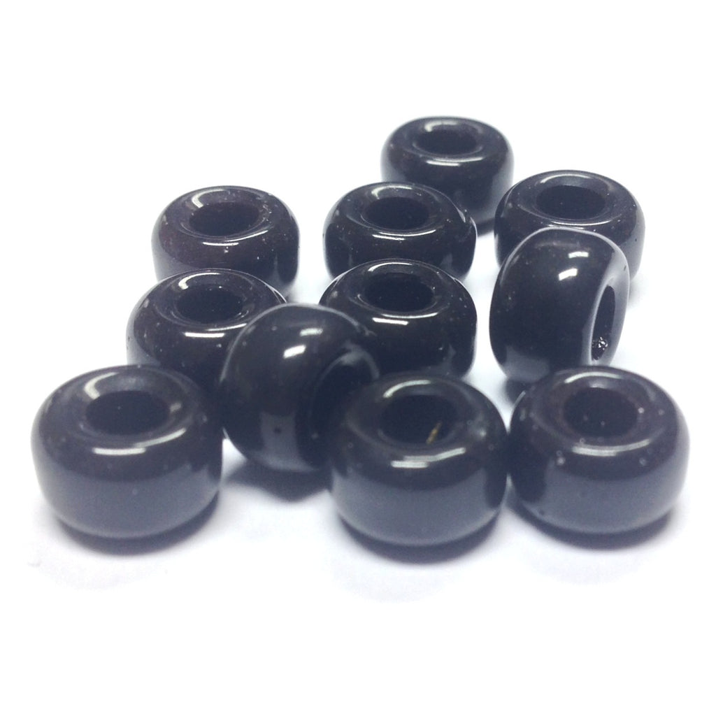 Black Glass Pony Bead (144 pieces)