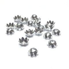 5.5X3MM Silvertone Flower Cap (144 pieces)